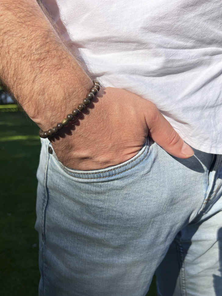 Herrenarmband aus Bronzitsteinen D4536