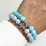 Set aus blauen natürlichen Steinarmbändern D4629