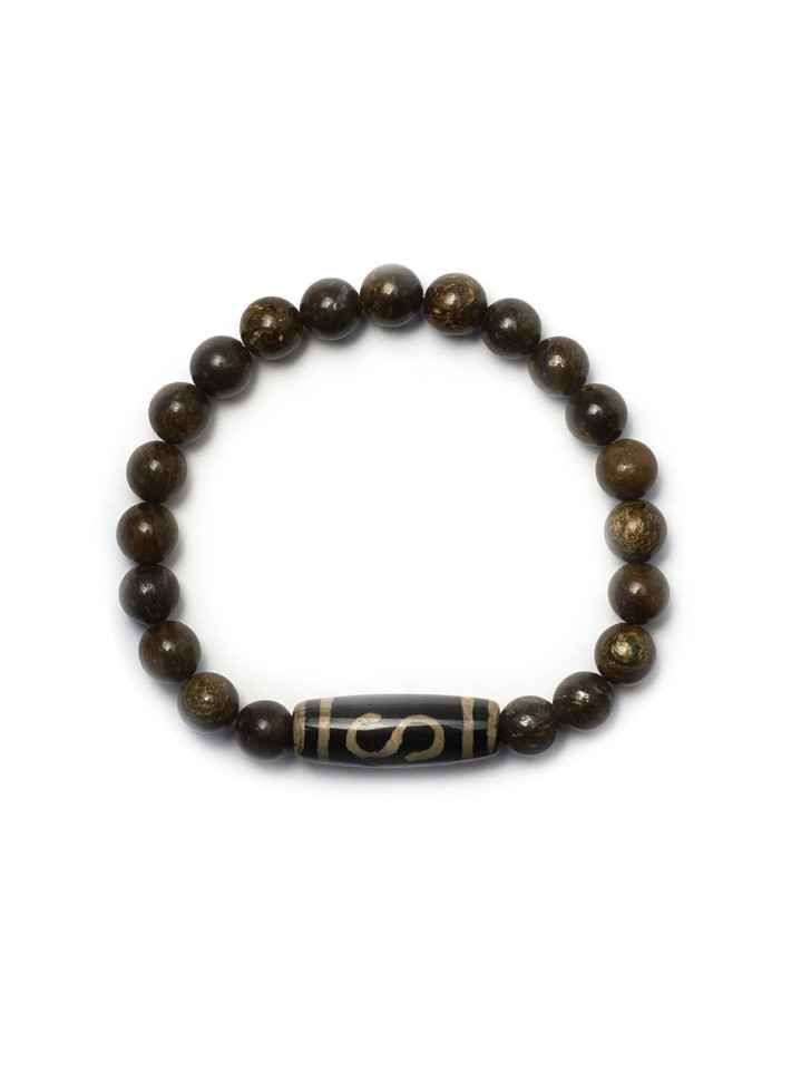 Herrenarmband aus natürlichen Bronzitsteinen D4970