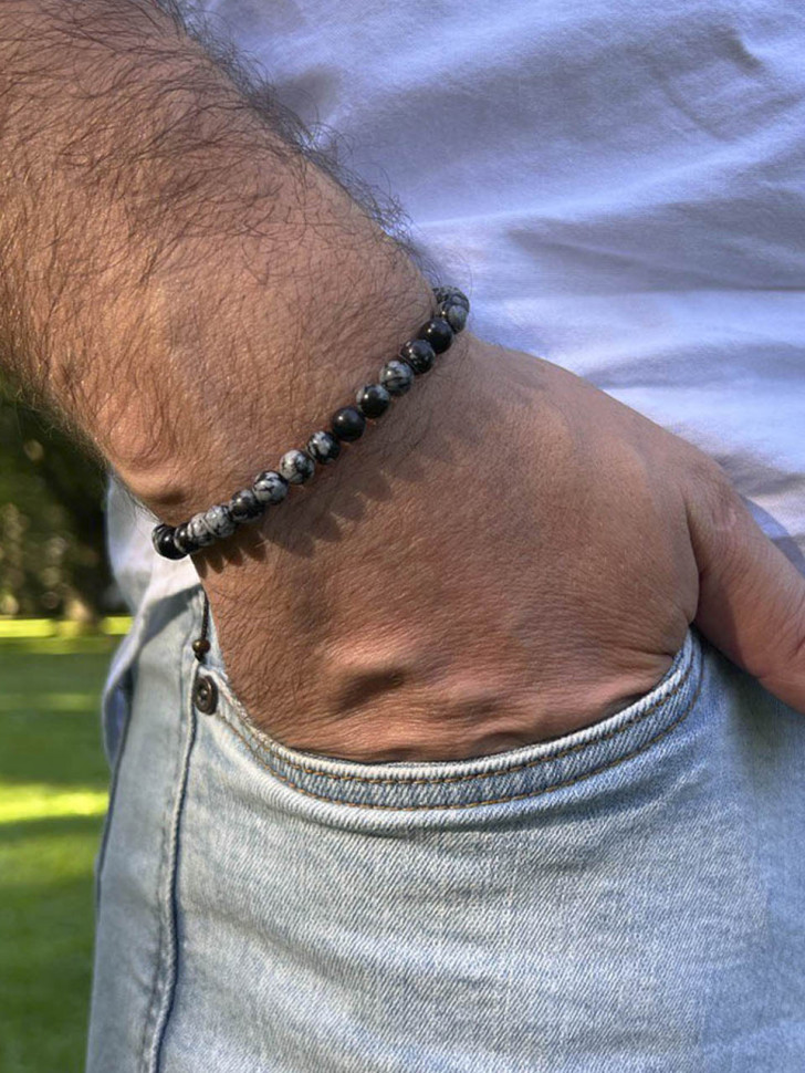 Herrenarmband aus Obsidian D5042