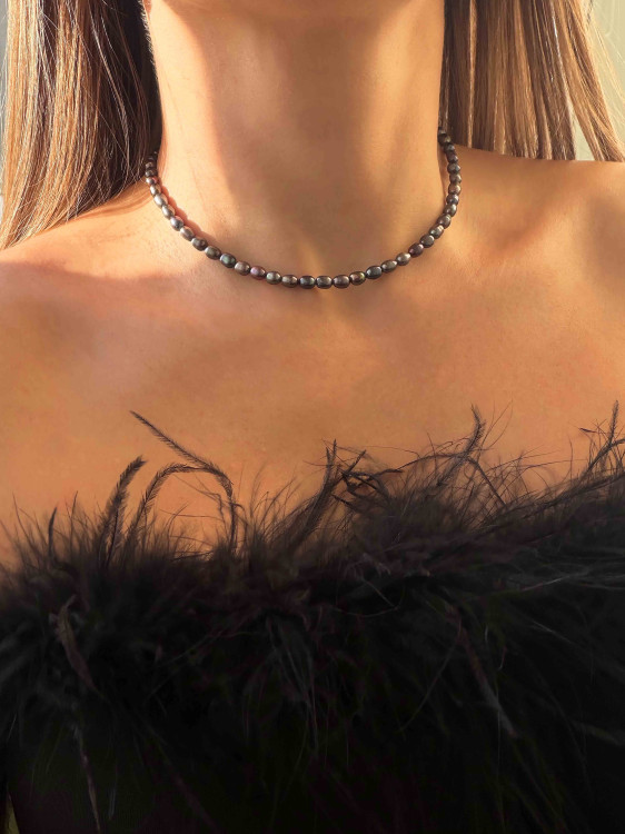 Choker aus schwarzen Perlen 5023