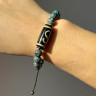 Herrenarmband aus Jadeit und dreiaugiger Dzi-Perle D4689