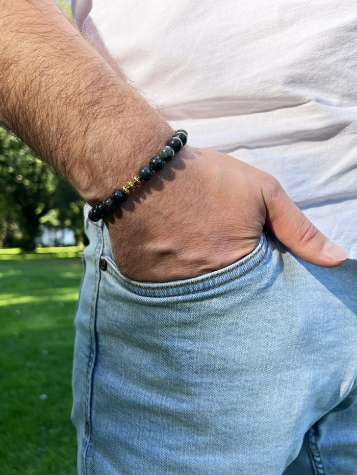 Herrenarmband aus echtem Jadematerial "Kambaba" D4679