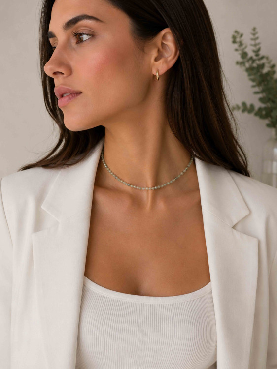 Choker aus echtem Prehnit-Edelstein 5068
