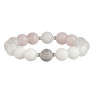 Armband aus Rosa Quarz, weißem Jade und Bergkristall D4495