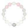 Armband aus Rosa Quarz, weißem Jade und Bergkristall D4495