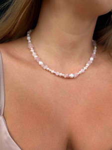 Lebijou Pink Quartz and Pearl Necklace 5025