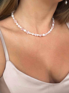 Lebijou Pink Quartz and Pearl Necklace 5025