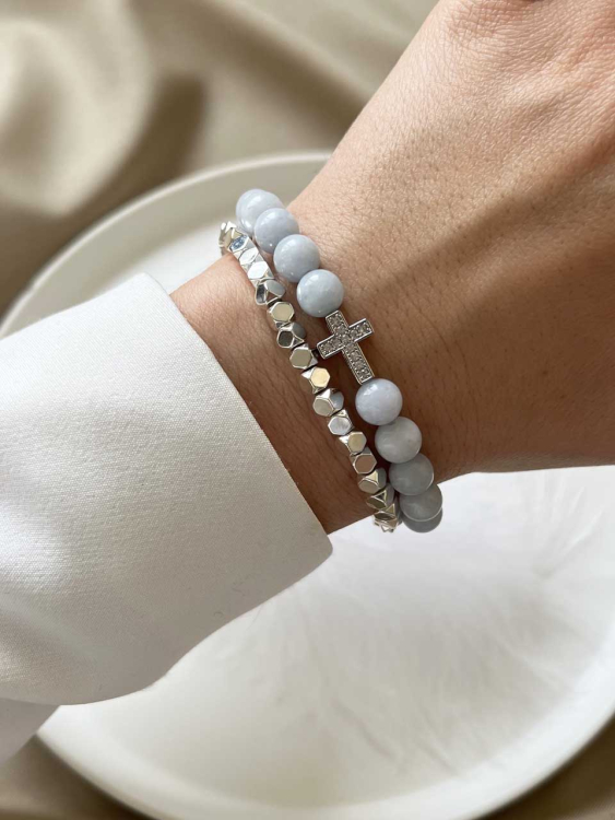 Lebijou Set of Bracelets with Aquamarine and Hematite 4623
