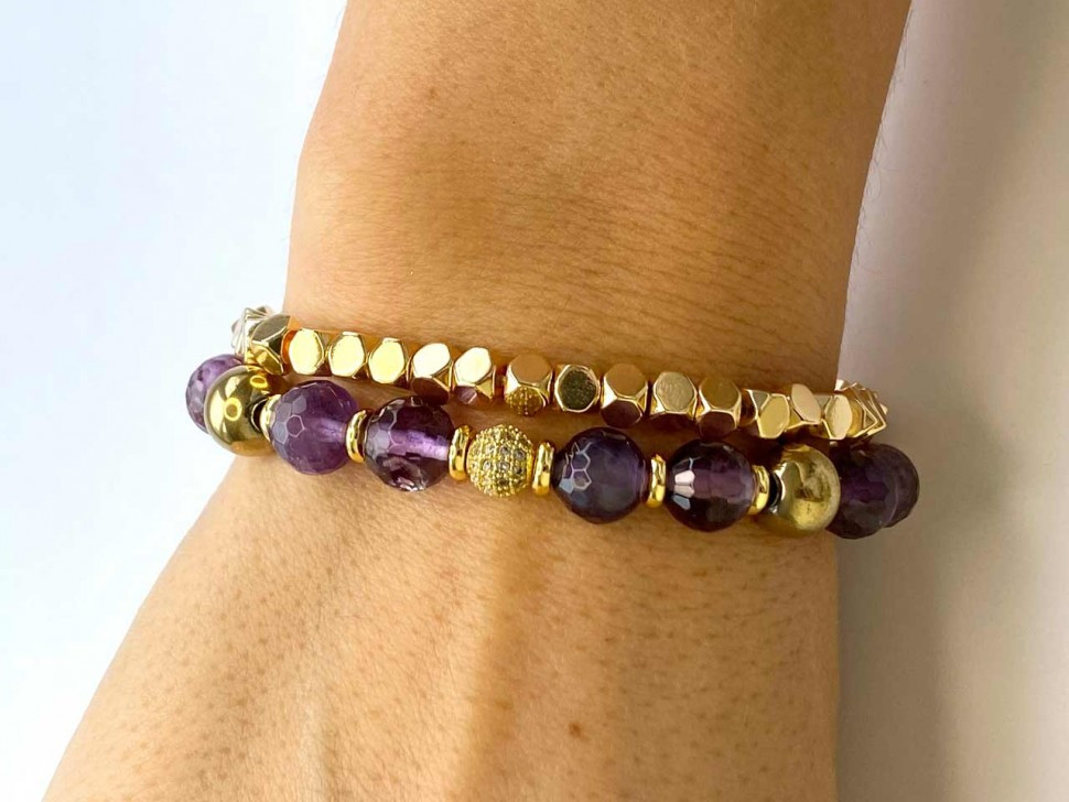 Armbandset aus Amethyst und Hämatit D4617