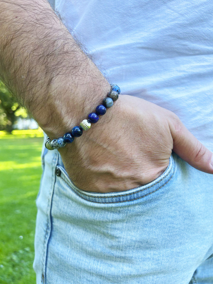 Herrenarmband mit verschiedenen Steinen D4779
