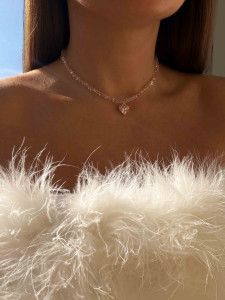 Rosa Choker mit Herz 5320