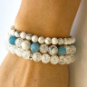 Armbandset aus Aquamarin-, Kristall- und Kaholong-Steinen D4619