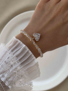 Kristallarmband mit Herz und Kette in Gold 5635 LeBijou