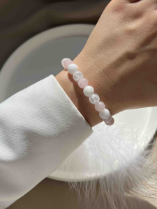 Lebijou Natural Stone Bracelet with Nephrite, Quartz, Crystal 4519