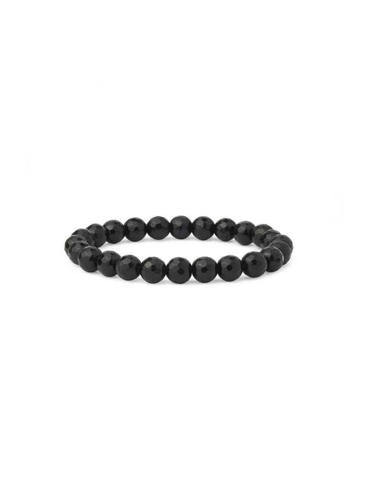 Damenarmband aus schwarzem Achat mit Facetten D4604