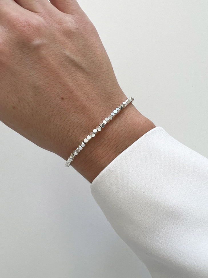 Hämatit-Armband 2 mm Silber D5053