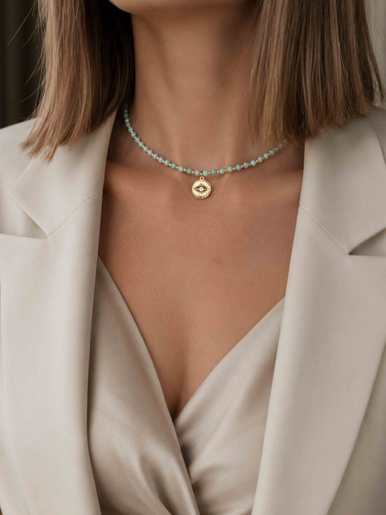 Choker aus Amazonit mit Anhänger "Auge" 5136