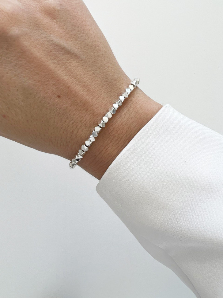 Hämatit-Armband 4 mm Silber D5052