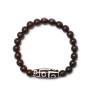Stylisches Herrenarmband aus brauner Jade und Dzi-Perle D5010