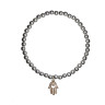 Armband aus Hämatitperlen mit Fatima-Hand-Anhänger D4905