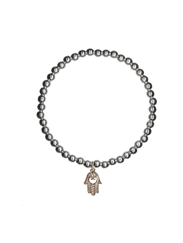 Armband aus Hämatitperlen mit Fatima-Hand-Anhänger D4905