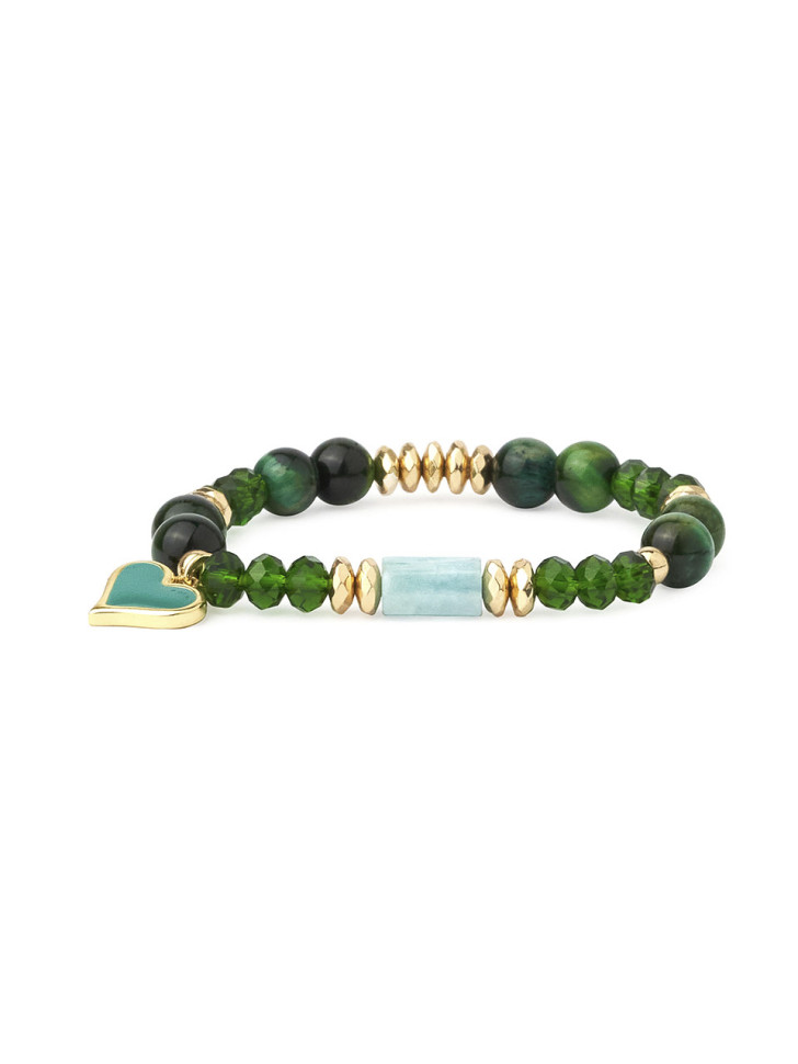 Armband aus natürlichen Katzenaugensteinen mit Anhänger D4943