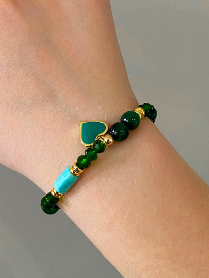 Armband aus natürlichen Katzenaugensteinen mit Anhänger D4943