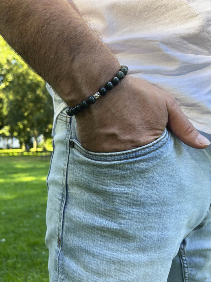 Herrenarmband aus Jaspis und Achat D5116