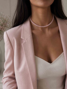 Rosa Choker aus natürlichen Quarzsteinen 5080