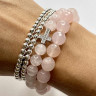 Armbandset aus natürlichen rosa Quarzsteinen D4907