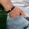 Herrenarmband aus Achat und Aquamarin D4675