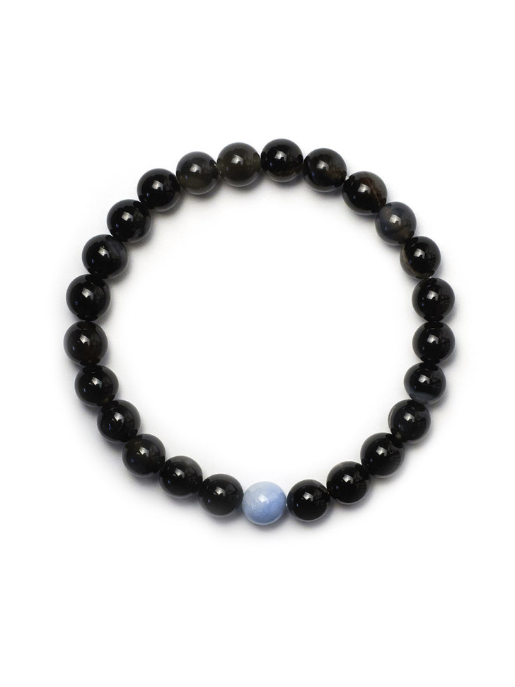 Herrenarmband aus Achat und Aquamarin D4675