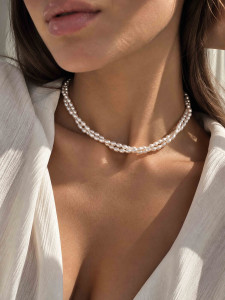 Choker mit Perlen in 2 Reihen 5324