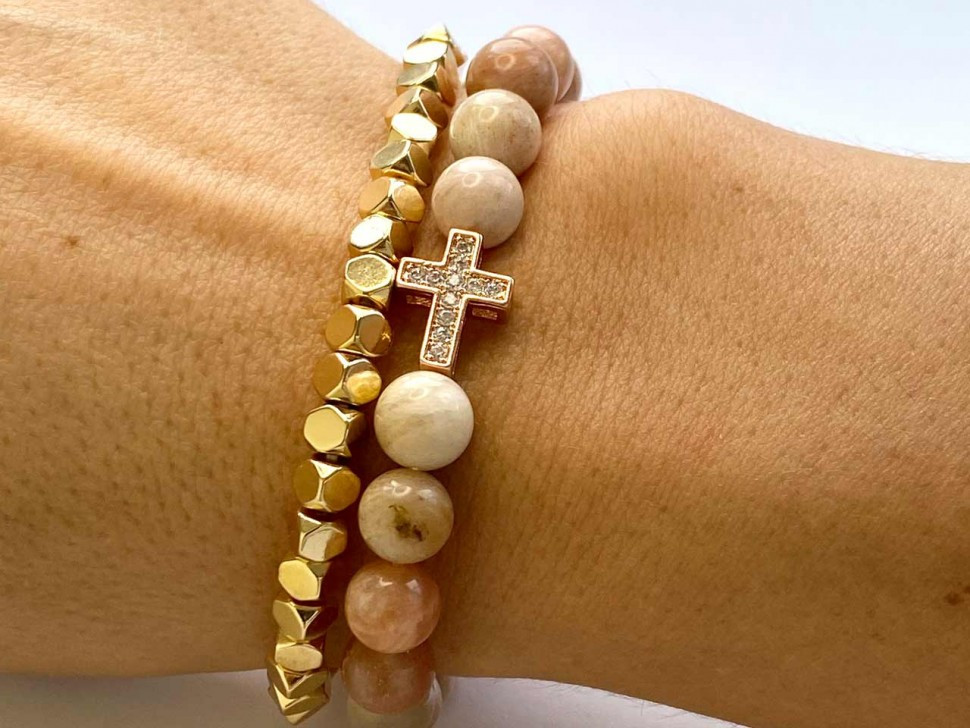 Armbandset aus Sonnenstein und Hämatit D4632