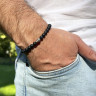 Herrenarmband aus mattem natürlichen Achat mit Totenkopf D4883