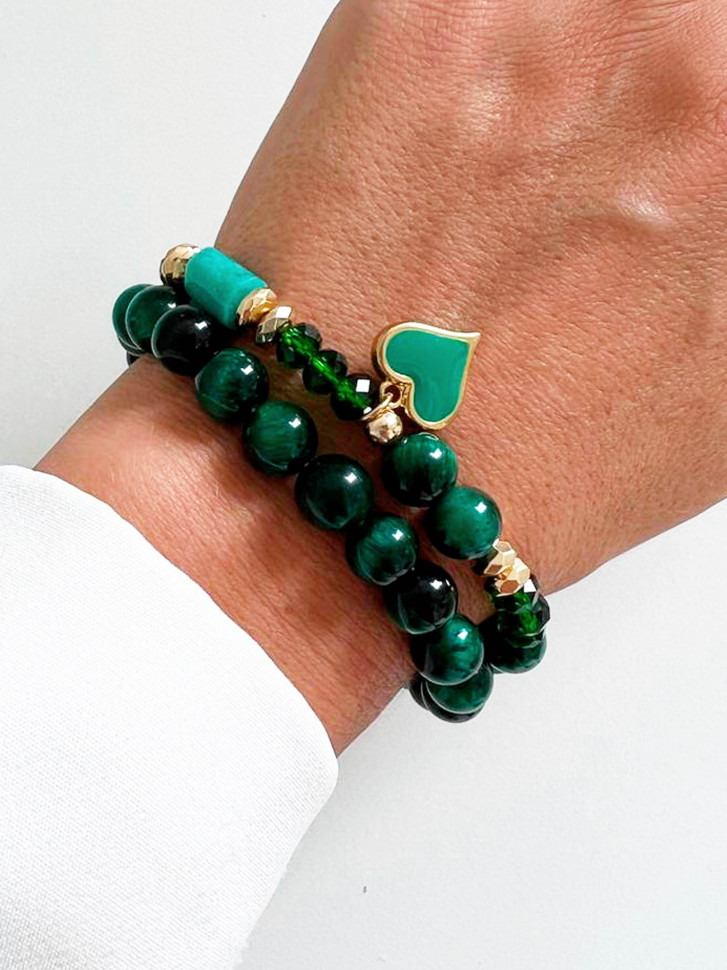 Set aus Armbändern aus natürlichen Katzenaugensteinen D4945