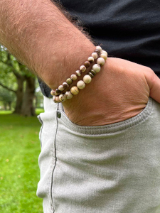 Set of men's bracelets made from jade stone 4528