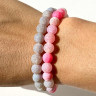 Armbandset aus grauem und rosa Agat D4846