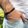 Herrenarmband auf Gummiband mit Steinen D4674