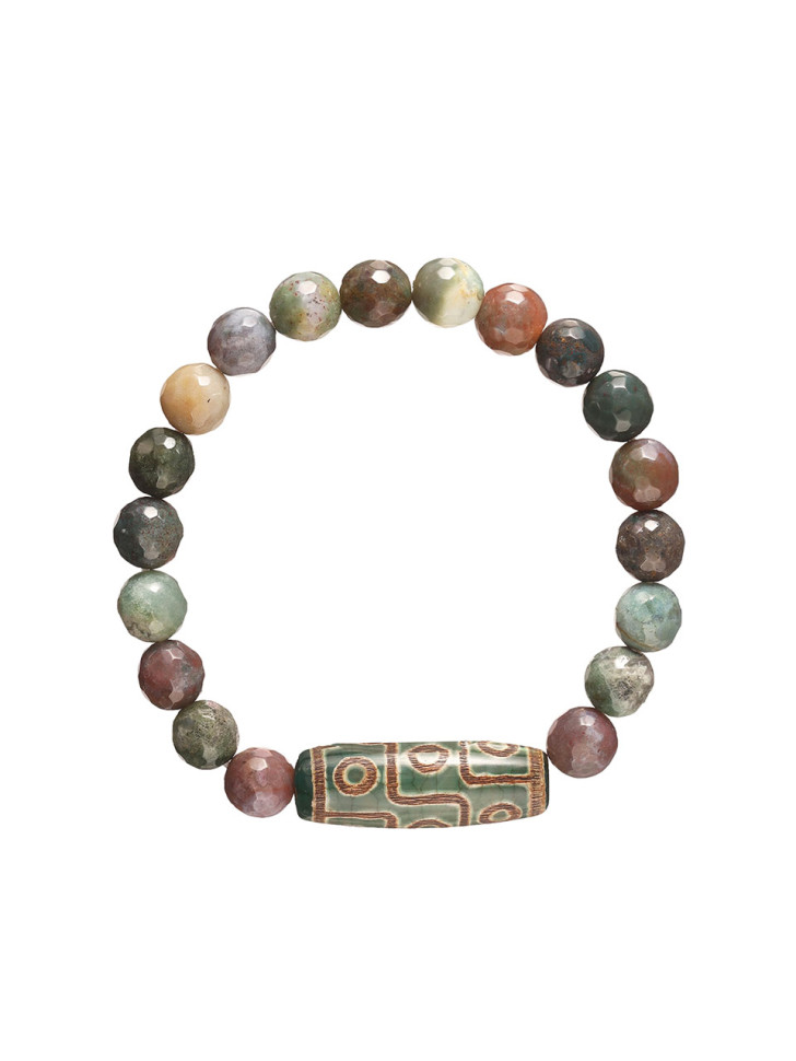 Jade-Armband mit Dzi-Perle und 9 Augen D4832