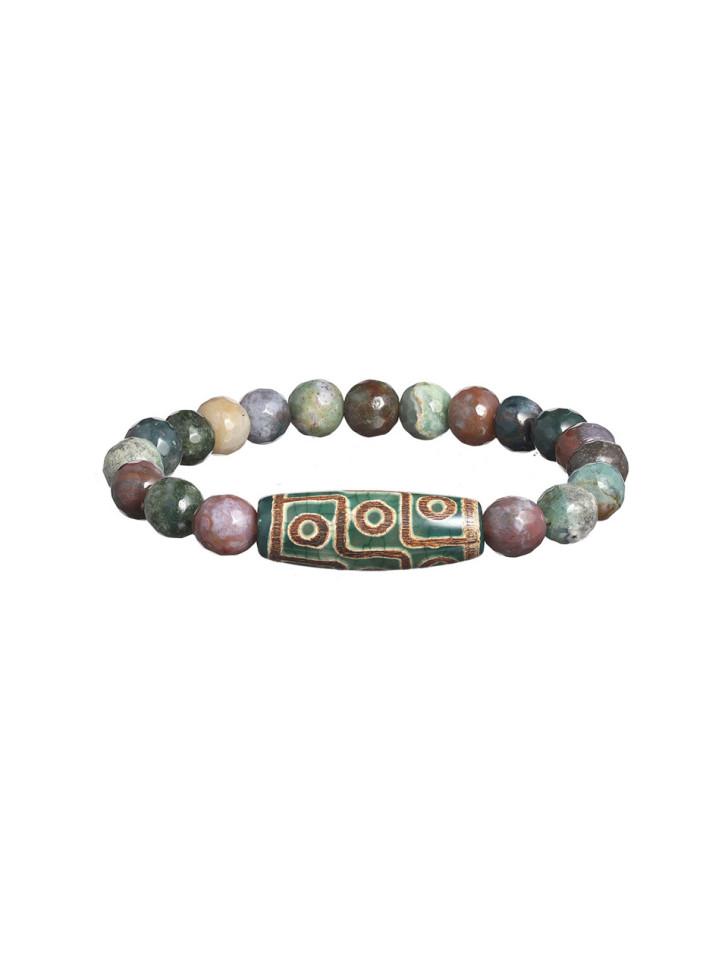 Jade-Armband mit Dzi-Perle und 9 Augen D4832