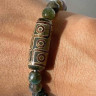 Jade-Armband mit Dzi-Perle und 9 Augen D4832