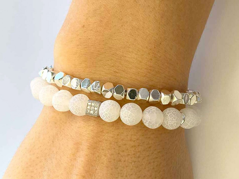 Armbandset aus Agat und Hämatit für Frauen D4558