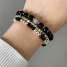 Set aus Achat und Hämatit Armbändern D4628