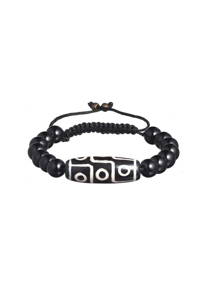 Geflochtenes Armband aus Achat mit Dzi-Perle D4914
