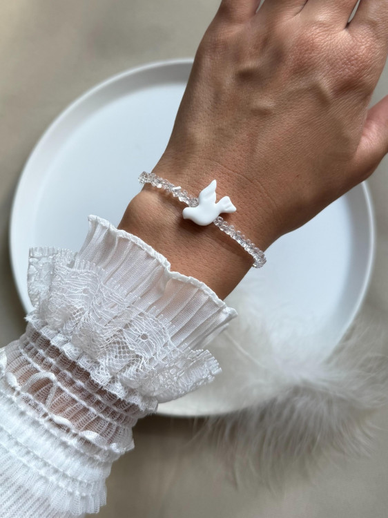 Crystal Bracelet with Ceramic Dove 5782