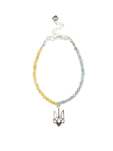 Patriotic bracelet with a pendant featuring the coat of arms of Ukraine 5088