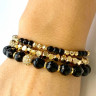 Set aus drei Agat- und Hämatit-Armbändern aus natürlichen Steinen D4585