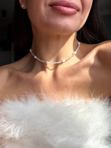 Choker mit Naturperlen und Kristall 5783